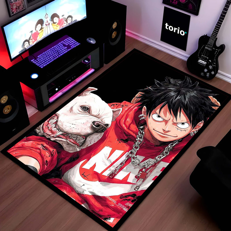 Monkey D. Luffy Streetwear Area Flat Rug | One Piece Anime Area Flat Rug | Premium Anime Gaming Room Decor Rug
