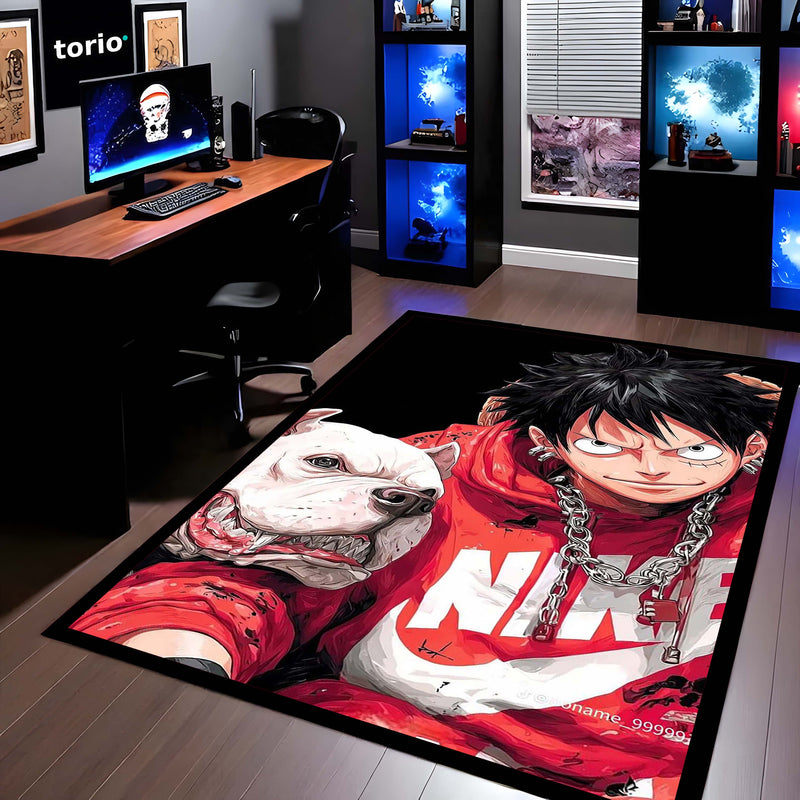 Monkey D. Luffy Streetwear Area Flat Rug | One Piece Anime Area Flat Rug | Premium Anime Gaming Room Decor Rug