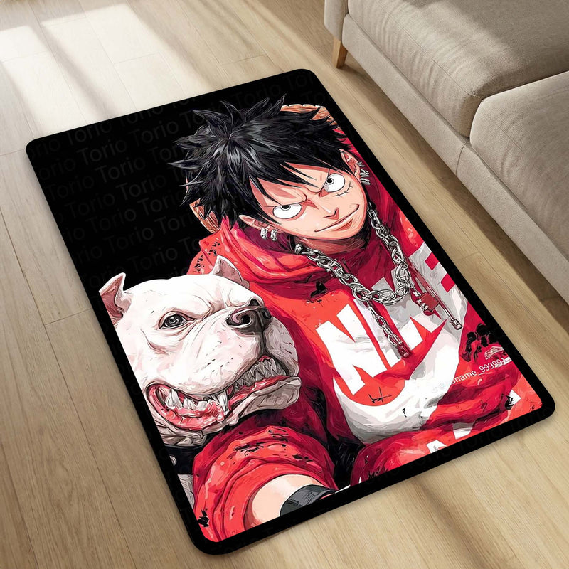 Monkey D. Luffy Streetwear Area Flat Rug | One Piece Anime Area Flat Rug | Premium Anime Gaming Room Decor Rug