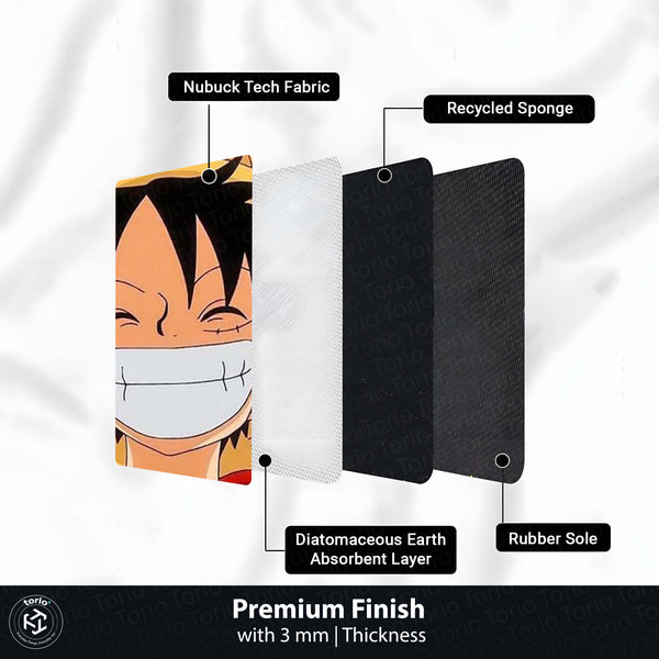 Monkey D. Luffy Smiling Face Circular Floor Mat (3 mm Thick) | One Piece Anime Round Rug for Bedroom, Gaming Room & Otaku Decor | TORIO