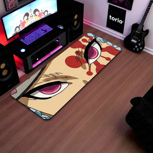 Demon Slayer Akaza Eyes Floor Mat | Kimetsu no Yaiba Upper Moon Anime Rug | Anti-Slip 3mm Absorbent Floor Mat for Bathroom, Bedroom, Gaming Room & Otaku Decor