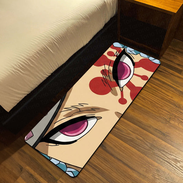Demon Slayer Akaza Eyes Floor Mat | Kimetsu no Yaiba Upper Moon Anime Rug | Anti-Slip 3mm Absorbent Floor Mat for Bathroom, Bedroom, Gaming Room & Otaku Decor