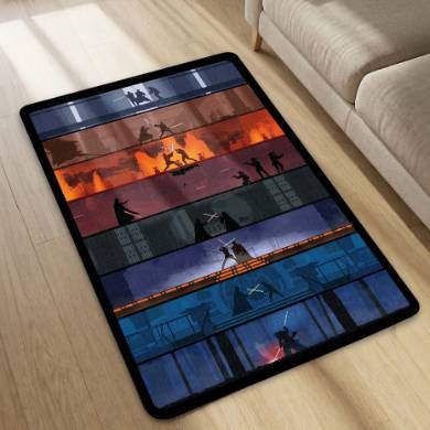 Anime Ninja Silhouette Floor Mat | Cinematic Samurai Battle Scene Rug | Anti-Slip 3mm Absorbent Floor Mat for Gaming Room, Bedroom & Otaku Setup