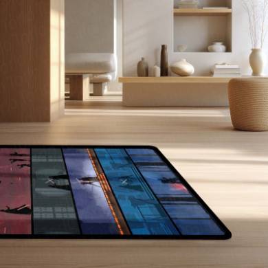 Anime Ninja Silhouette Floor Mat | Cinematic Samurai Battle Scene Rug | Anti-Slip 3mm Absorbent Floor Mat for Gaming Room, Bedroom & Otaku Setup