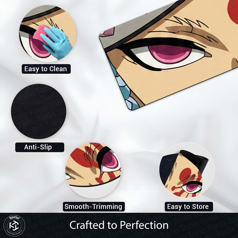 Demon Slayer Akaza Eyes Floor Mat | Kimetsu no Yaiba Upper Moon Anime Rug | Anti-Slip 3mm Absorbent Floor Mat for Bathroom, Bedroom, Gaming Room & Otaku Decor