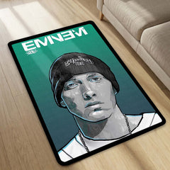 Eminem Portrait Area Flat Rug | Slim Shady Rap Music Artist Rug | Hip-Hop Room Decor | Premium Gaming & Bedroom Rug