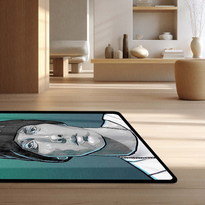 Eminem Portrait Area Flat Rug | Slim Shady Rap Music Artist Rug | Hip-Hop Room Decor | Premium Gaming & Bedroom Rug