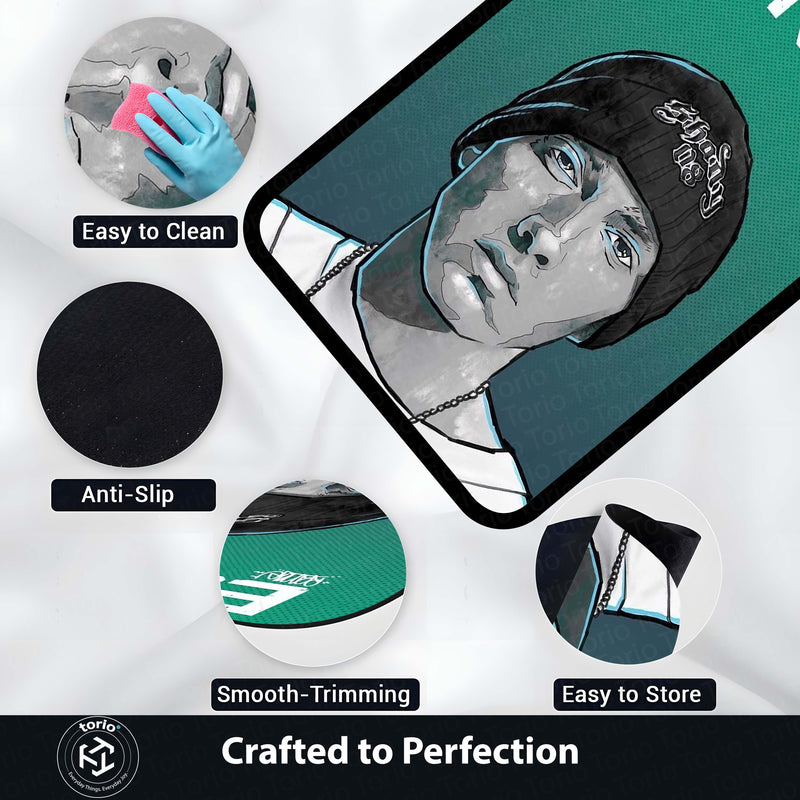 Eminem Portrait Area Flat Rug | Slim Shady Rap Music Artist Rug | Hip-Hop Room Decor | Premium Gaming & Bedroom Rug