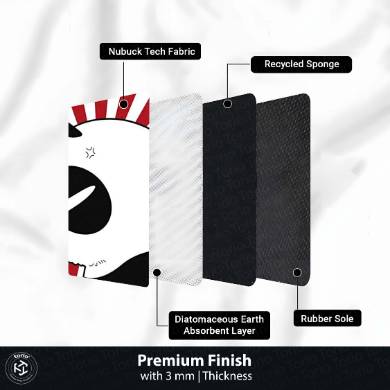 Cute Panda Circular Floor Mat (3 mm Thick) | Minimal Panda Round Rug with Red Sunburst Design for Bedroom, Kids Room & Modern Home Decor | TORIO