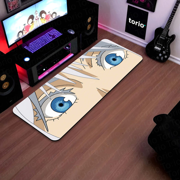Anime Blue Eyes Floor Mat | Aesthetic Anime Eye Art Rug | Anti-Slip 3mm Absorbent Floor Mat for Bedroom, Gaming Room, Bathroom & Otaku Decor