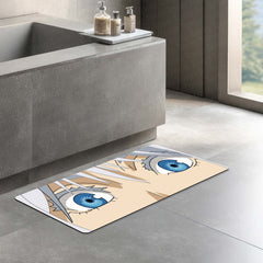 Anime Blue Eyes Floor Mat | Aesthetic Anime Eye Art Rug | Anti-Slip 3mm Absorbent Floor Mat for Bedroom, Gaming Room, Bathroom & Otaku Decor