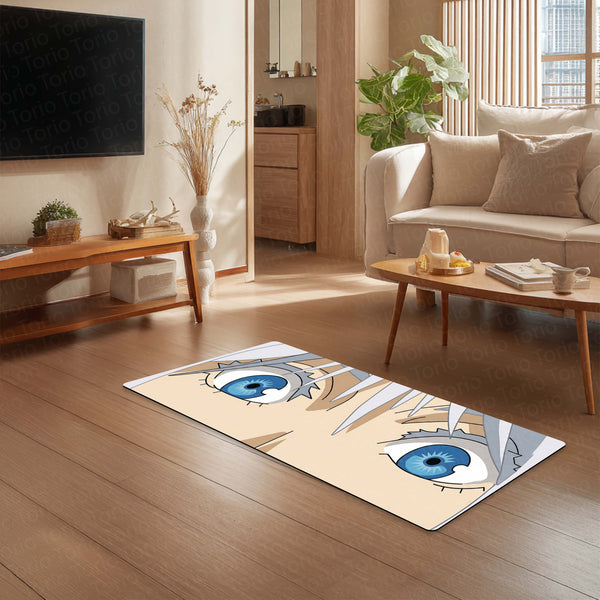 Anime Blue Eyes Floor Mat | Aesthetic Anime Eye Art Rug | Anti-Slip 3mm Absorbent Floor Mat for Bedroom, Gaming Room, Bathroom & Otaku Decor