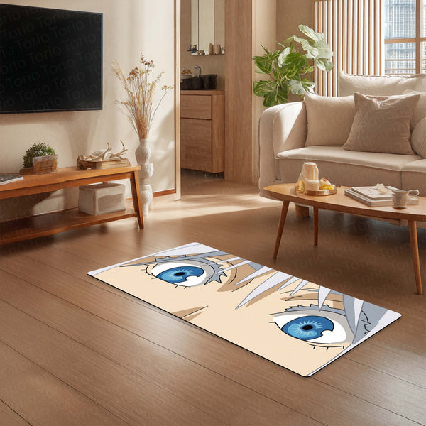 Anime Blue Eyes Floor Mat | Aesthetic Anime Eye Art Rug | Anti-Slip 3mm Absorbent Floor Mat for Bedroom, Gaming Room, Bathroom & Otaku Decor