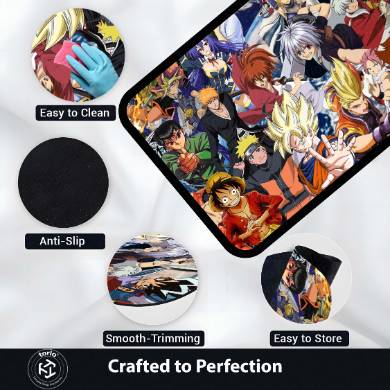 Anime Legends Crossover Floor Mat | Naruto Goku Luffy Ichigo Collage Rug | Anti-Slip 3mm Absorbent Floor Mat for Gaming Room, Bedroom & Otaku Setup