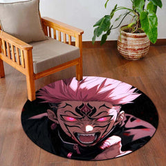 Ryomen Sukuna Anime Circular Floor Mat (3 mm Thick) | Jujutsu Kaisen Cursed King Round Rug with Dark Aura Design for Gaming Room, Bedroom & Otaku Decor | TORIO
