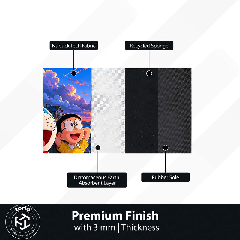 Doraemon & Friends Adventure Area Flat Rug | Doraemon Anime Rug | Nobita Cartoon Room Decor | Premium Gaming & Bedroom Rug