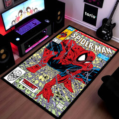 Spider-Man Comic Floor Mat | Marvel Superhero Wall-to-Floor Rug | Anti-Slip 3mm Absorbent Gaming Room & Bedroom Floor Mat