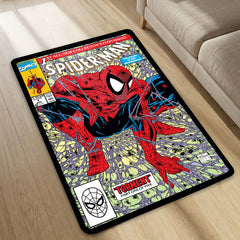 Spider-Man Comic Floor Mat | Marvel Superhero Wall-to-Floor Rug | Anti-Slip 3mm Absorbent Gaming Room & Bedroom Floor Mat