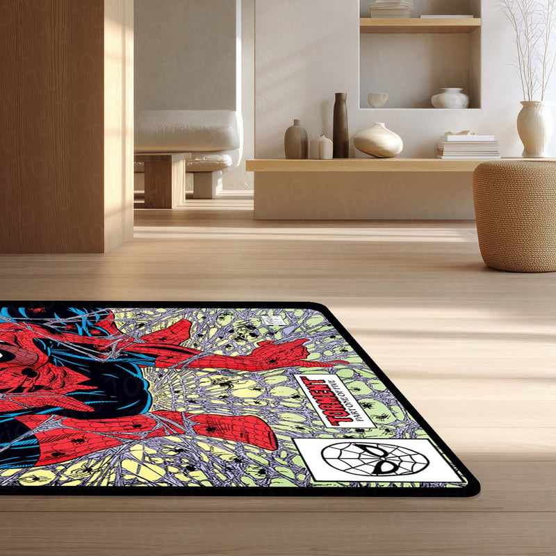 Spider-Man Comic Floor Mat | Marvel Superhero Wall-to-Floor Rug | Anti-Slip 3mm Absorbent Gaming Room & Bedroom Floor Mat