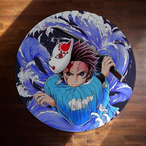 Tanjiro Kamado Demon Slayer Circular Floor Mat (3 mm Thick) | Anime Inspired Round Rug for Gaming Room, Bedroom & Otaku Decor | TORIO (Copy)