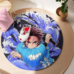 Tanjiro Kamado Demon Slayer Circular Floor Mat (3 mm Thick) | Anime Inspired Round Rug for Gaming Room, Bedroom & Otaku Decor | TORIO (Copy)