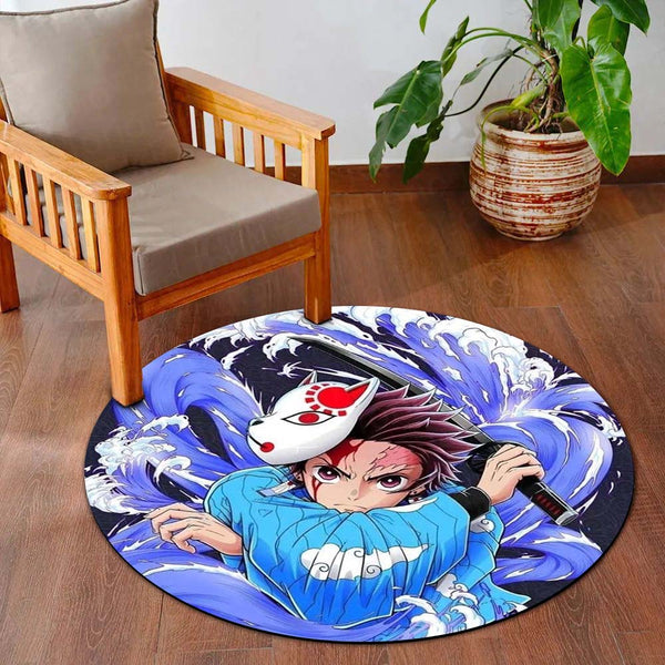 Tanjiro Kamado Demon Slayer Circular Floor Mat (3 mm Thick) | Anime Inspired Round Rug for Gaming Room, Bedroom & Otaku Decor | TORIO (Copy)