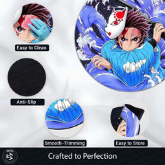 Tanjiro Kamado Demon Slayer Circular Floor Mat (3 mm Thick) | Anime Inspired Round Rug for Gaming Room, Bedroom & Otaku Decor | TORIO (Copy)