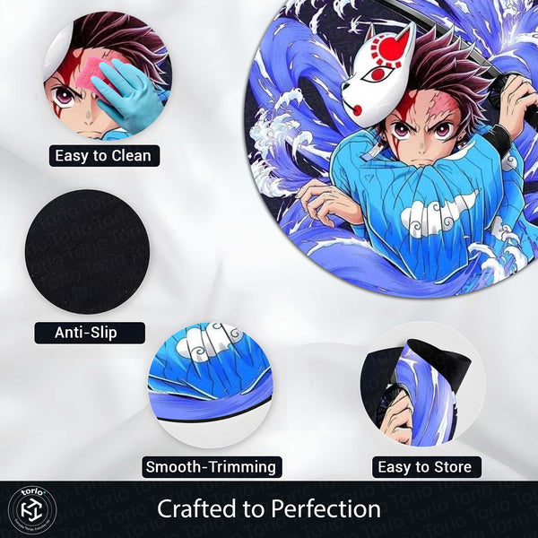 Tanjiro Kamado Demon Slayer Circular Floor Mat (3 mm Thick) | Anime Inspired Round Rug for Gaming Room, Bedroom & Otaku Decor | TORIO (Copy)