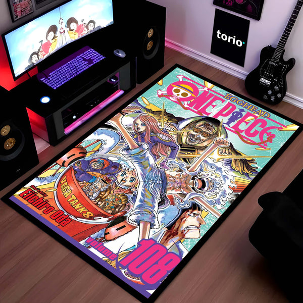 One Piece Volume 100 Floor Mat | Luffy Straw Hat Pirates Comic Art Rug | Anti-Slip 3mm Absorbent Anime Floor Mat for Gaming Room, Bedroom & Otaku Setup