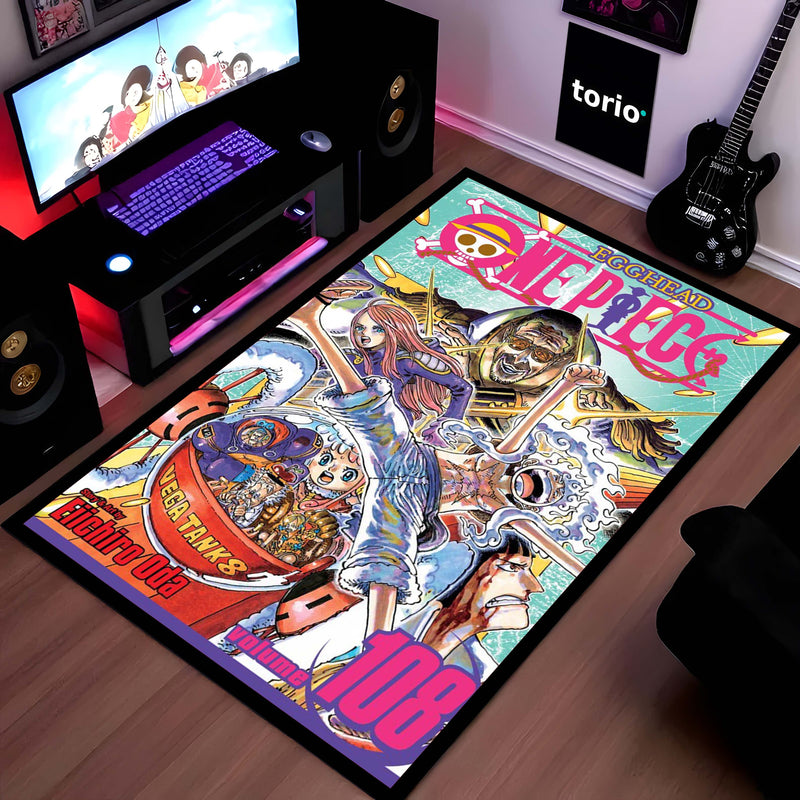 One Piece Volume 100 Floor Mat | Luffy Straw Hat Pirates Comic Art Rug | Anti-Slip 3mm Absorbent Anime Floor Mat for Gaming Room, Bedroom & Otaku Setup