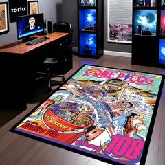 One Piece Volume 100 Floor Mat | Luffy Straw Hat Pirates Comic Art Rug | Anti-Slip 3mm Absorbent Anime Floor Mat for Gaming Room, Bedroom & Otaku Setup