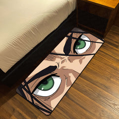 Anime Warrior Green Eyes Floor Mat | Intense Anime Eye Art Rug | Anti-Slip 3mm Absorbent Floor Mat for Bedroom, Gaming Room, Bathroom & Otaku Decor