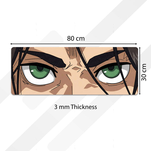 Anime Warrior Green Eyes Floor Mat | Intense Anime Eye Art Rug | Anti-Slip 3mm Absorbent Floor Mat for Bedroom, Gaming Room, Bathroom & Otaku Decor