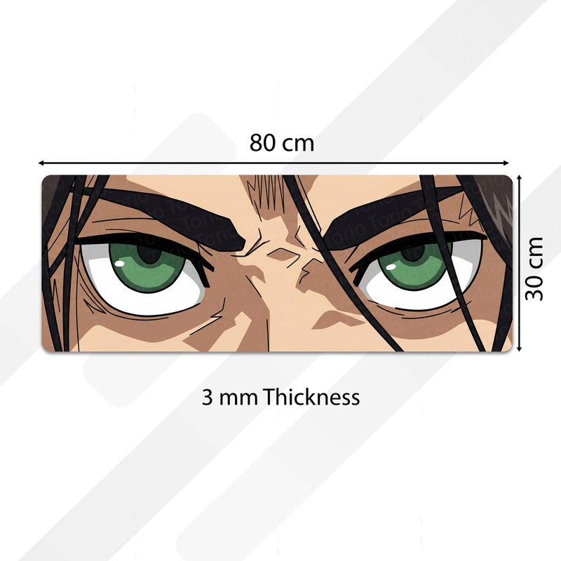 Anime Warrior Green Eyes Floor Mat | Intense Anime Eye Art Rug | Anti-Slip 3mm Absorbent Floor Mat for Bedroom, Gaming Room, Bathroom & Otaku Decor