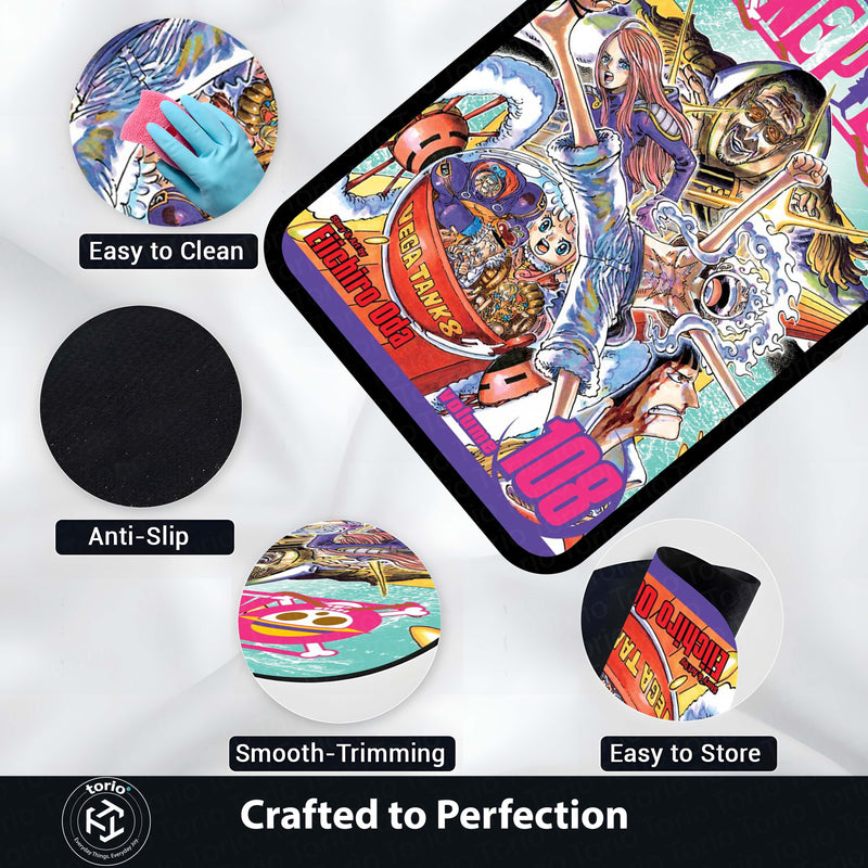 One Piece Volume 100 Floor Mat | Luffy Straw Hat Pirates Comic Art Rug | Anti-Slip 3mm Absorbent Anime Floor Mat for Gaming Room, Bedroom & Otaku Setup