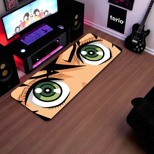 Attack Titan Green Eyes Floor Mat | Anime Intense Eye Art Rug | Anti-Slip 3mm Absorbent Floor Mat for Bedroom, Gaming Room, Bathroom & Otaku Decor