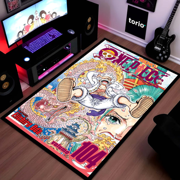 One Piece Monkey D. Luffy Gear 5 Floor Mat | Joy Boy Comic Art Anime Rug | Anti-Slip 3mm Absorbent Floor Mat for Gaming Room, Bedroom & Otaku Setup