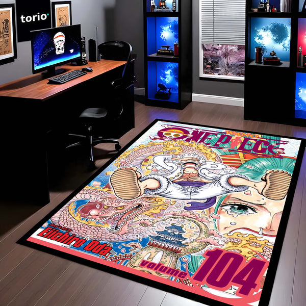 One Piece Monkey D. Luffy Gear 5 Floor Mat | Joy Boy Comic Art Anime Rug | Anti-Slip 3mm Absorbent Floor Mat for Gaming Room, Bedroom & Otaku Setup