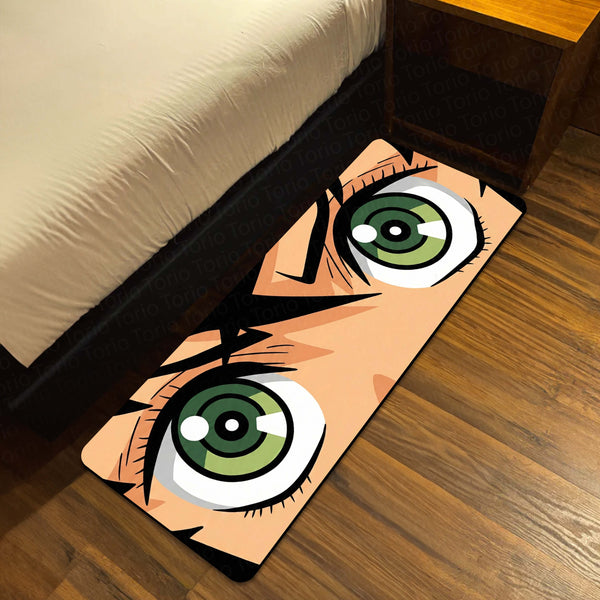 Attack Titan Green Eyes Floor Mat | Anime Intense Eye Art Rug | Anti-Slip 3mm Absorbent Floor Mat for Bedroom, Gaming Room, Bathroom & Otaku Decor