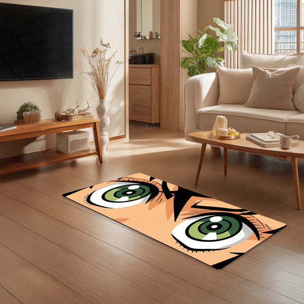 Attack Titan Green Eyes Floor Mat | Anime Intense Eye Art Rug | Anti-Slip 3mm Absorbent Floor Mat for Bedroom, Gaming Room, Bathroom & Otaku Decor