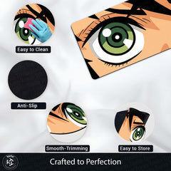 Attack Titan Green Eyes Floor Mat | Anime Intense Eye Art Rug | Anti-Slip 3mm Absorbent Floor Mat for Bedroom, Gaming Room, Bathroom & Otaku Decor