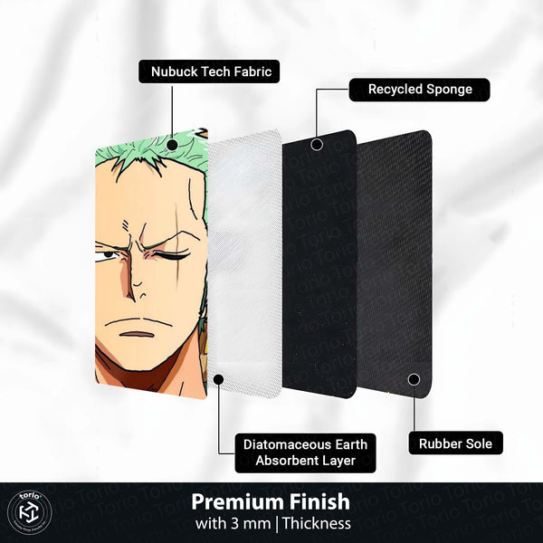 Roronoa Zoro Anime Circular Floor Mat (3 mm Thick) | One Piece Zoro Face Round Rug with Samurai Minimal Aesthetic for Bedroom, Gaming Room & Otaku Decor | TORIO