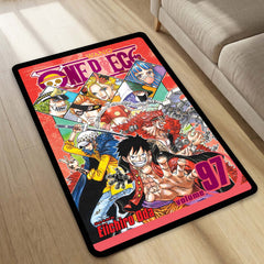 One Piece Floor Mat | Luffy & Straw Hat Pirates Comic Collage Rug | Anti-Slip 3mm Anime Floor Mat for Gaming Room, Bedroom & Otaku Setup