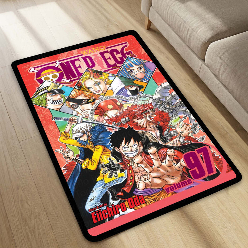 One Piece Floor Mat | Luffy & Straw Hat Pirates Comic Collage Rug | Anti-Slip 3mm Anime Floor Mat for Gaming Room, Bedroom & Otaku Setup