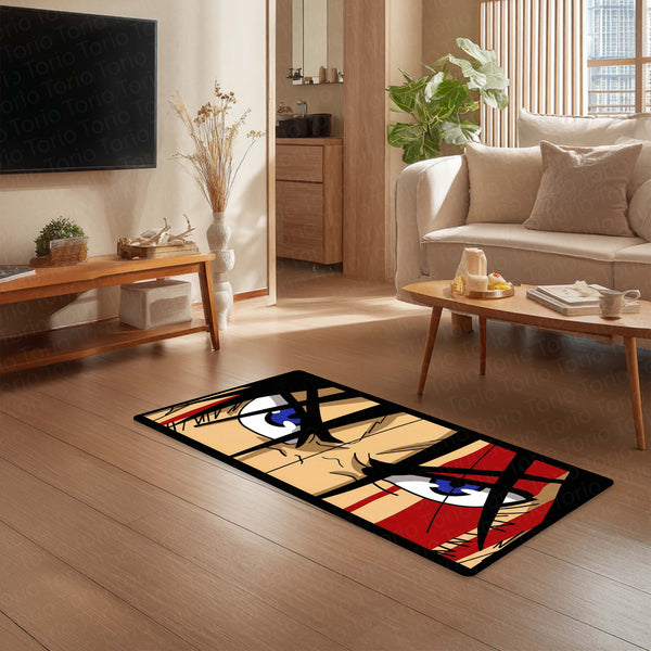Attack on Titan Green Eyes Floor Mat | Eren Yeager Anime Eye Art Rug | Anti-Slip 3mm Absorbent Floor Mat for Bedroom, Gaming Room & Otaku Decor