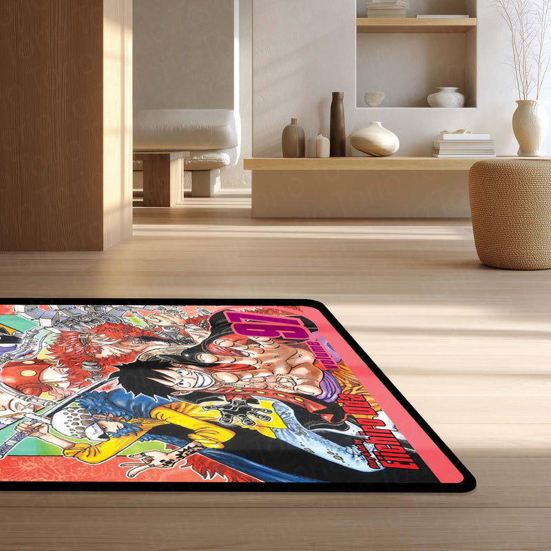 One Piece Floor Mat | Luffy & Straw Hat Pirates Comic Collage Rug | Anti-Slip 3mm Anime Floor Mat for Gaming Room, Bedroom & Otaku Setup