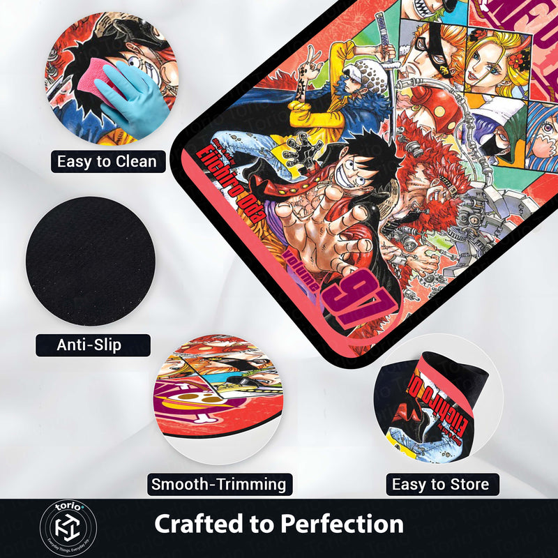 One Piece Floor Mat | Luffy & Straw Hat Pirates Comic Collage Rug | Anti-Slip 3mm Anime Floor Mat for Gaming Room, Bedroom & Otaku Setup