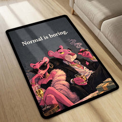Pink Panther Luxury Lifestyle Area Flat Rug | Normal Is Boring Quote Rug | Mafia Aesthetic Room Decor | Premium Gaming & Living Room Rug