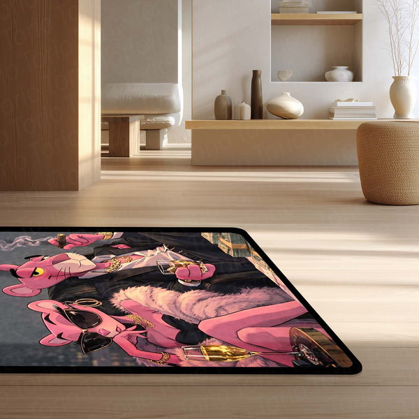 Pink Panther Luxury Lifestyle Area Flat Rug | Normal Is Boring Quote Rug | Mafia Aesthetic Room Decor | Premium Gaming & Living Room Rug