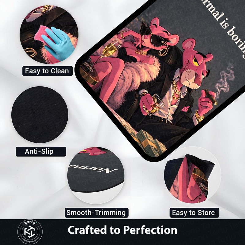 Pink Panther Luxury Lifestyle Area Flat Rug | Normal Is Boring Quote Rug | Mafia Aesthetic Room Decor | Premium Gaming & Living Room Rug